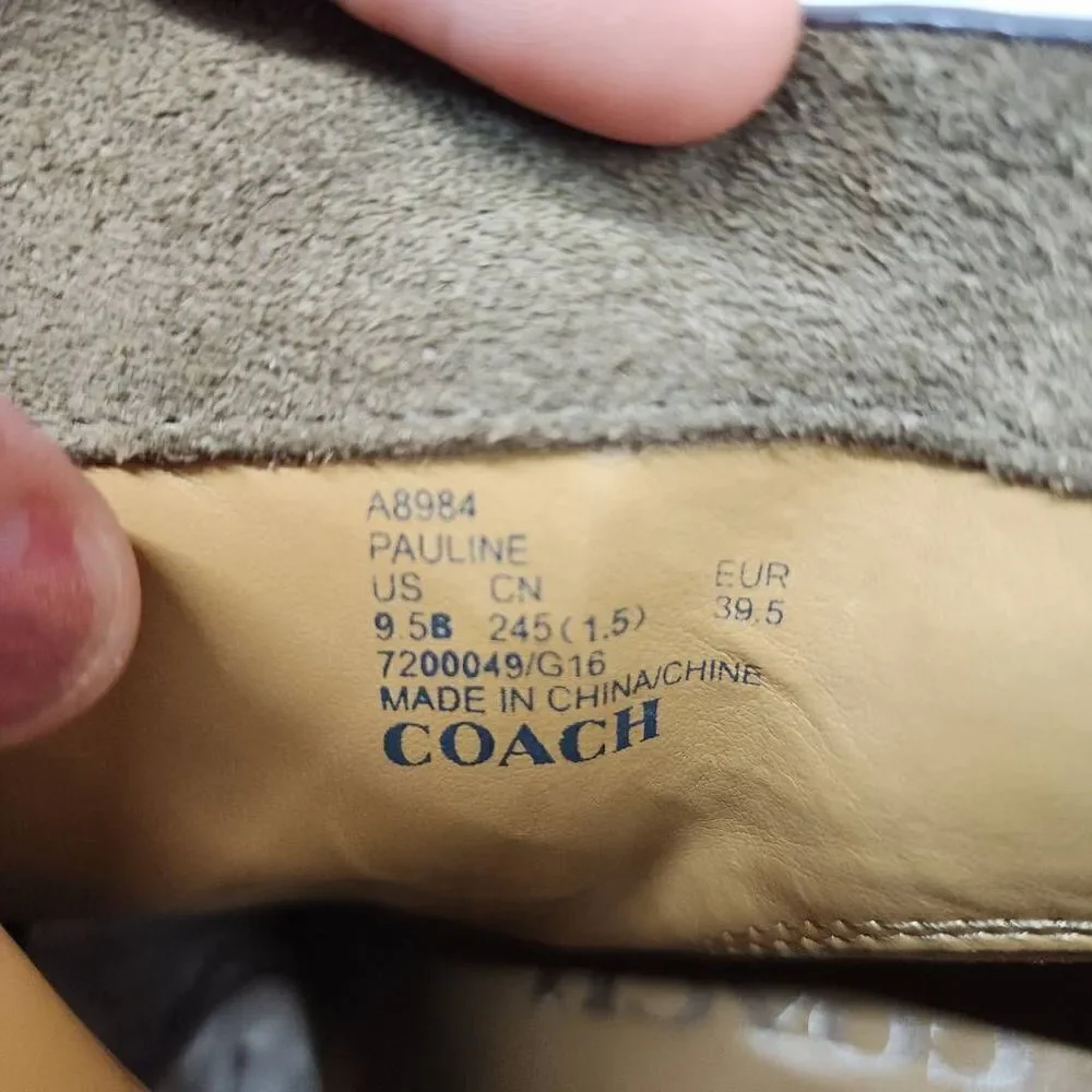 COACH Size 9.5 Pauline Women's Leather Signature Fashion Ankle Bootie Brown B
